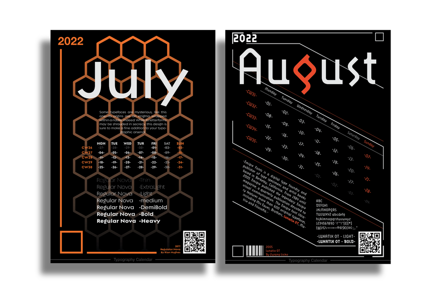 Typography Calender 2022 - 5 - Jul-Aug