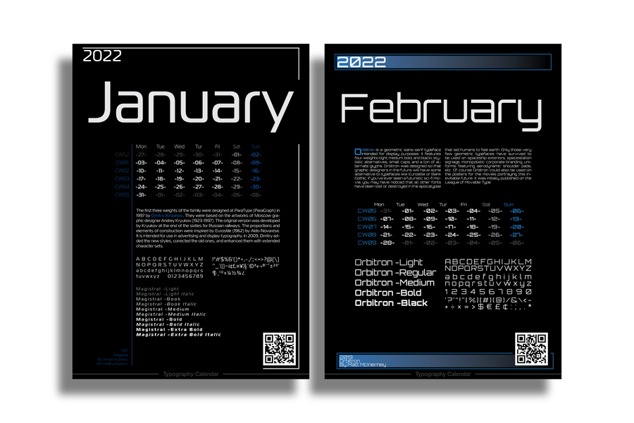 Typography Calender 2022 - 2 - Jan-Feb