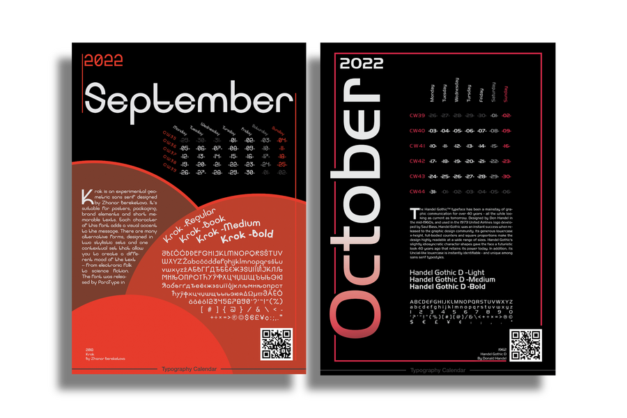 Typography Calender 2022 - 6 - Sep-Oct